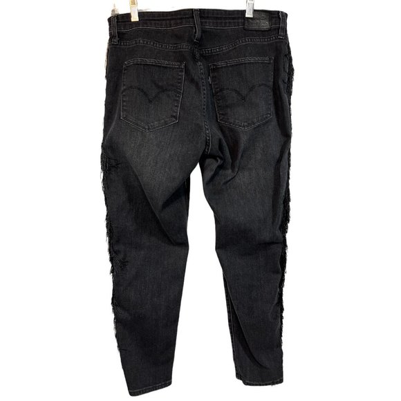 Levis 721 Fringe High Rise Skinny Ankle Black Jeans Western Cowgirl Inspired 32 - Picture 4 of 8